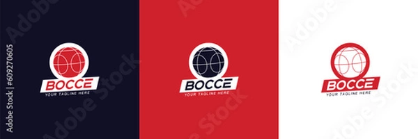 Obraz Logo Team Bocce Set. Combination of Bocce Ball with Bocce Writing Emblem.