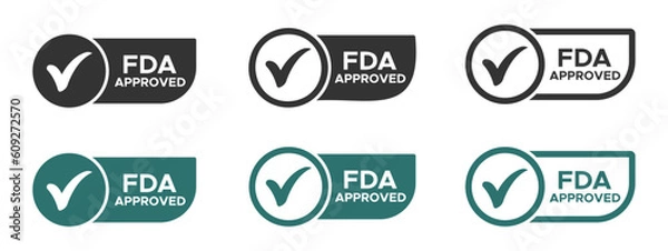 Fototapeta FDA approved vector icons. Food and Drug Administration stamp, icon, symbol, label, badge.