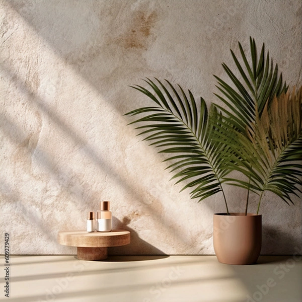 Fototapeta Modern empty pastel brown concrete counter table top in 