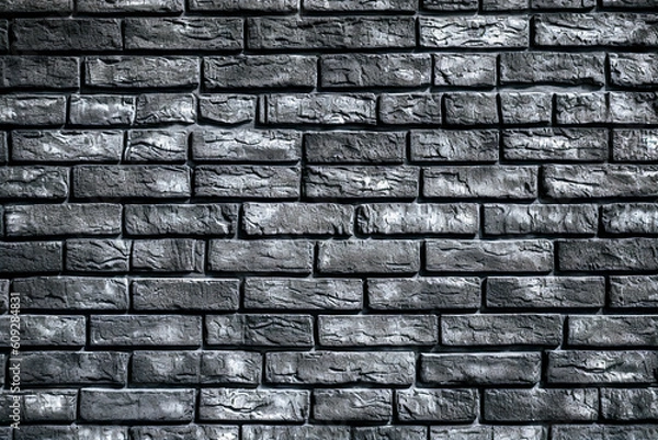 Fototapeta Texture of a black painted brick wall as a background