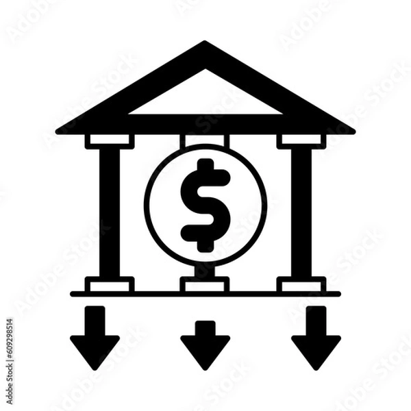 Fototapeta Solid Line Bankrupt design vector icon design vector line icon svg