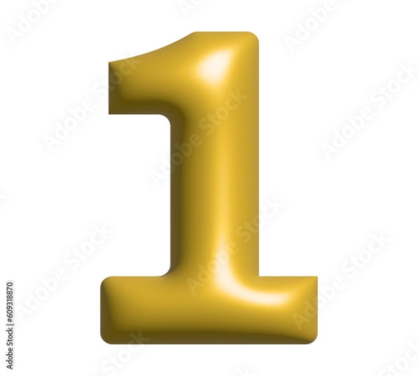 Fototapeta gold Balloon Numbers (Rendering), isolated on a white background