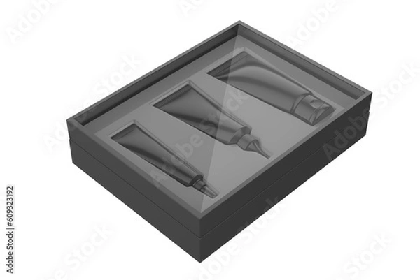 Fototapeta Gift Boxes with Cosmetics isolated on white background. 3d illustration