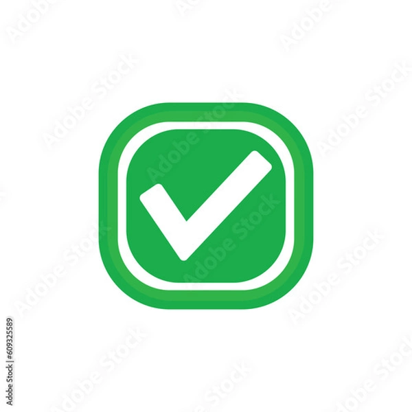 Obraz Check mark green line icons. Vector illustration. - Vector