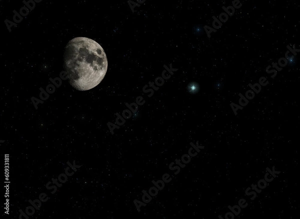 Fototapeta The moon in the sky has many constellations.