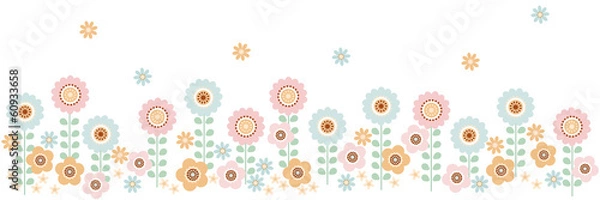 Fototapeta 北欧風花柄横長パターン（淡色）