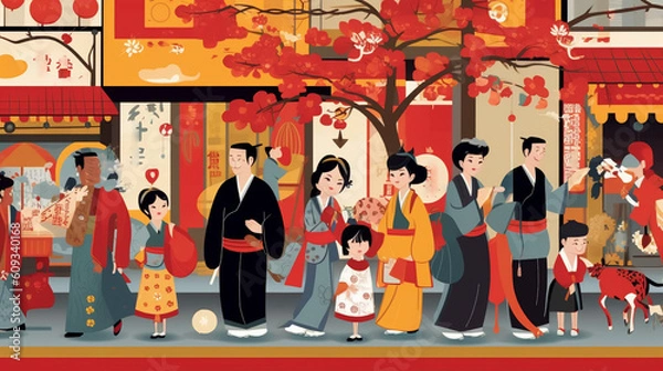 Fototapeta お祭りの賑わい15:AI生成
