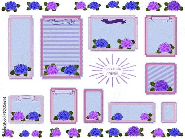 Obraz メッセージカード素材【6月はアジサイ】ミニフレーム(・∀・)