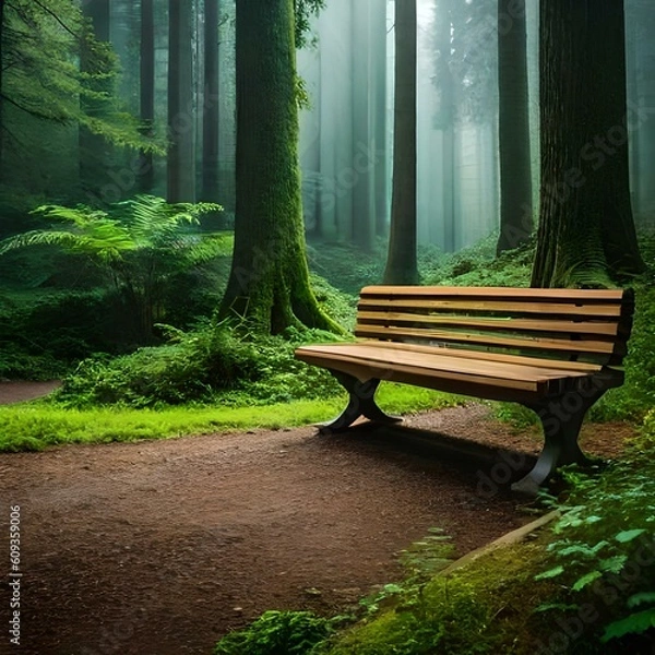 Obraz Eine Bank im Wald