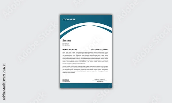 Obraz Modern Corporate and Creative Letterhead Design Template Vertical Name Minimal Simple and Clean White Black and Blue Business Vector Illustration Colorful Gradient Letterhead Design Banner