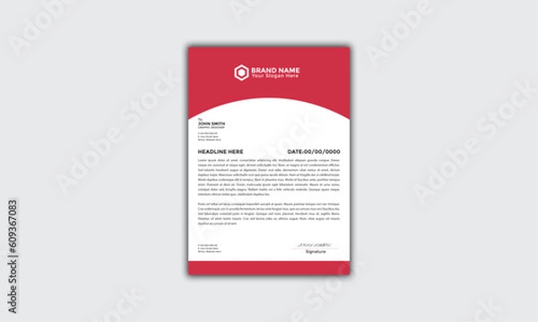 Fototapeta Modern Corporate and Creative Letterhead Design Template Vertical Name Minimal Simple and Clean White Black and Red Business Vector Illustration Colorful Gradient Letterhead Design Banner