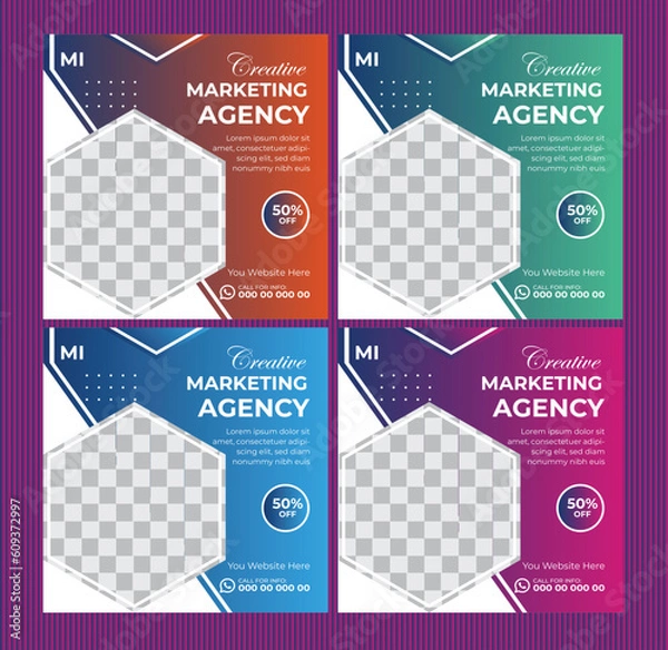 Fototapeta Digital Marketing Social Media Post design template Bundle Premium Vector