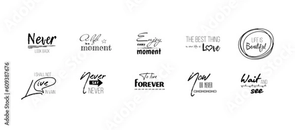 Fototapeta Inspirational quotes set. Motivation. Typography for posters, invitations, greeting cards or t-shirts.