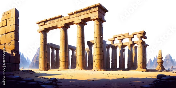 Fototapeta Ruins of the ancient temple. Columns. Egypt. Isolated on transparent background. Png.