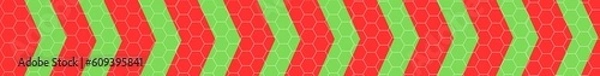 Fototapeta Red and green arrow horizontal stripe with honeycomb layer.