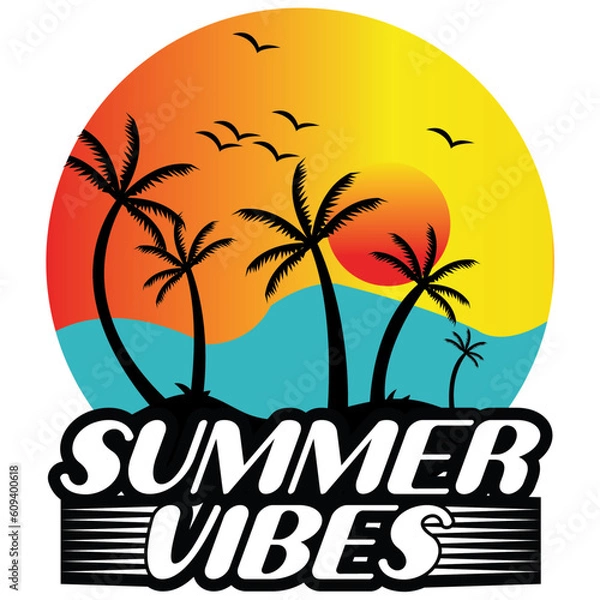 Obraz Retro Summer T-shirt Design, Vector