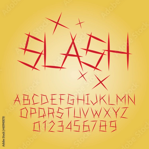Obraz Abstract Slash Alphabet and Digit Vector
