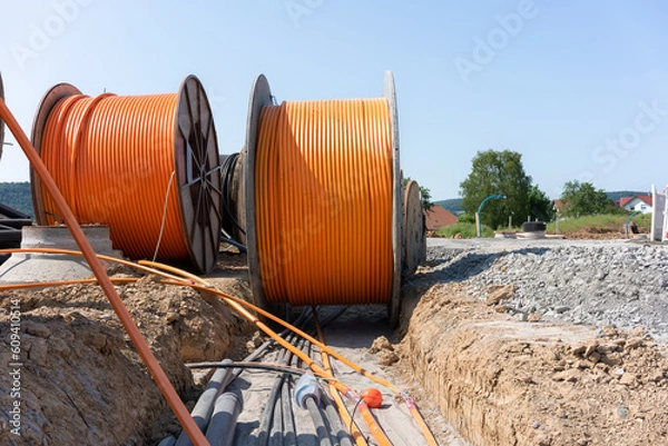 Obraz Breitbandkabel wird im Neubaugebiet verlegt
