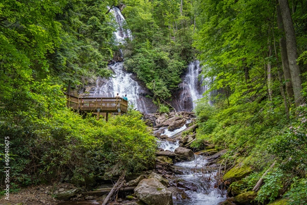 Fototapeta People on Observation Deck at Anna Ruby Falls