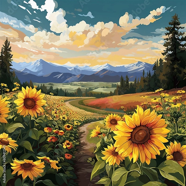 Obraz landscape with flowers