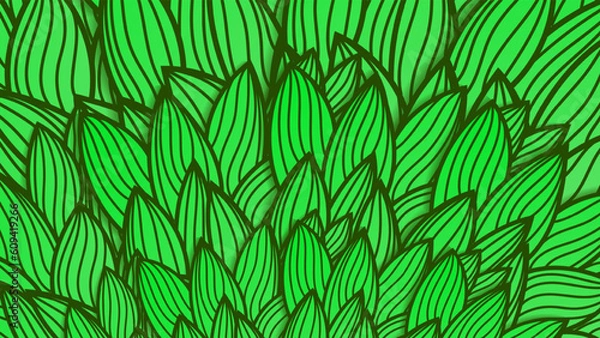Fototapeta Excellent abstract green background with doodle lines. Vector illustration