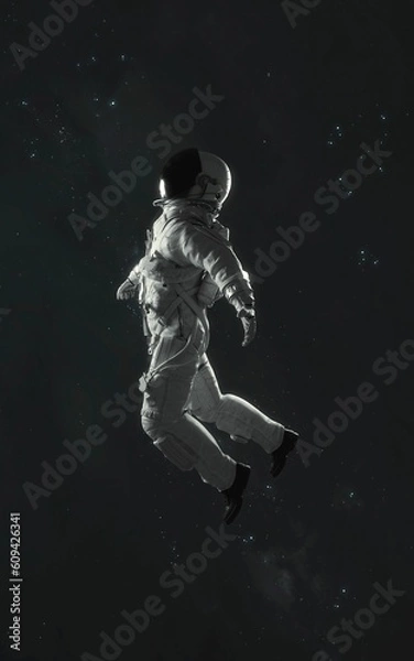 Obraz 3D illustration of astronaut flying in space. 5K realistic science fiction art. Elements of image provided by Nasa