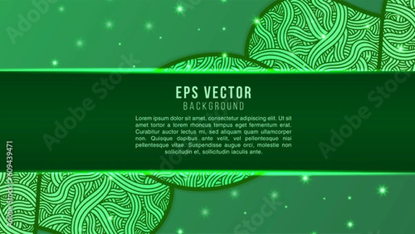 Fototapeta Green doodle decorative floral design frame with space for text in center. Black and white image in adult colouring books style
