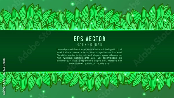 Fototapeta Green doodle decorative floral design frame with space for text in center. Black and white image in adult colouring books style