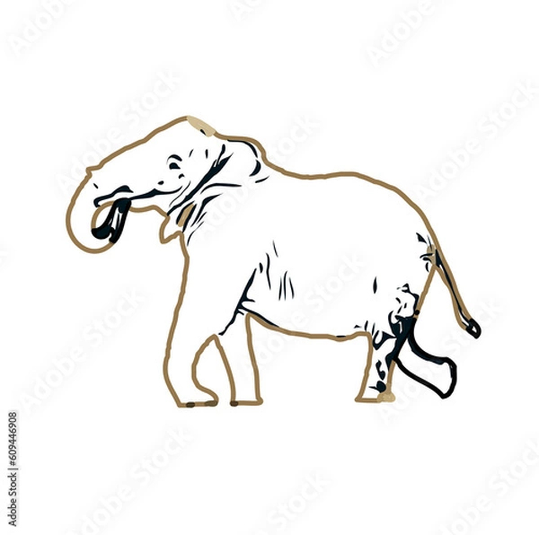 Fototapeta sketch of an elephant with transparent background