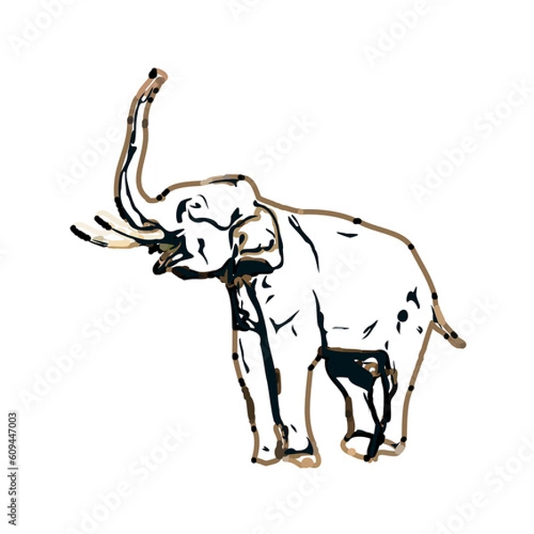 Fototapeta sketch of an elephant with transparent background