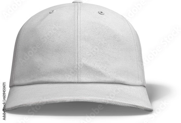 Fototapeta 6 Panel Dad Hat Strap Back Cap Front View White Blank Isolated 3D Rendering