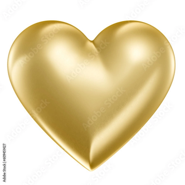 Obraz Gold heart isolated on transparent background 3d render