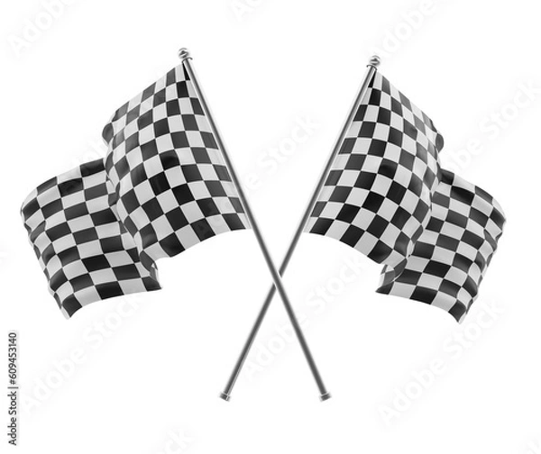 Obraz checkered racing flag 3d render

