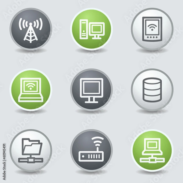 Fototapeta Network web icons, circle buttons