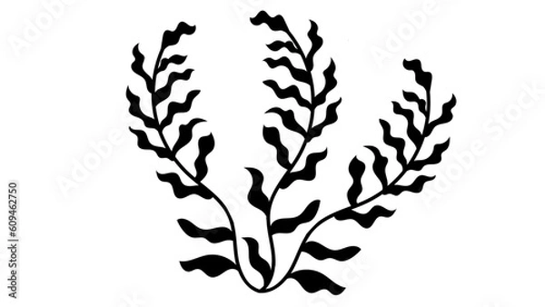 Fototapeta Tree branches with Leaves Shilouette used for floral design resources, invitation, black and white background