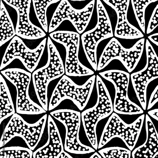Fototapeta Hand drawn seamless vector pattern. Black and white abstract background