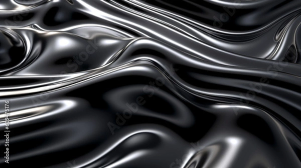 Fototapeta Neon black metallic liquid background. IA generative.
