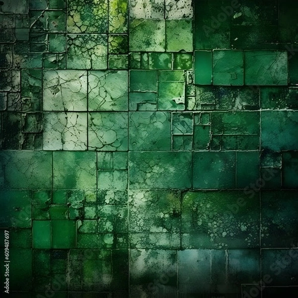 Obraz green peeling off tiles textured surface