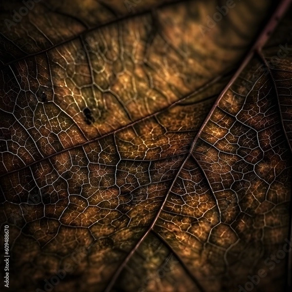 Obraz large autumn brown leaf close up