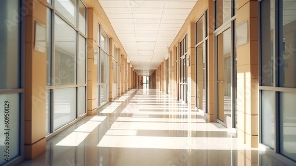 Fototapeta Hallway school university, illustration for product presentation template, copy space background. Ai generative
