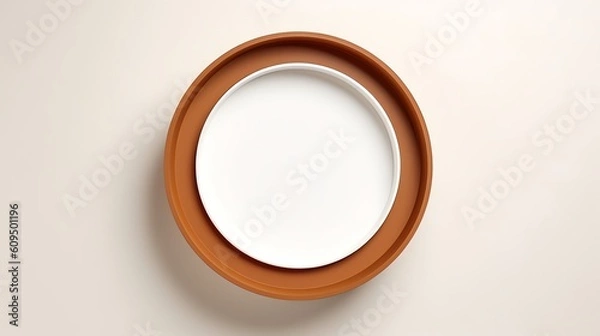 Fototapeta A gold circle image of wallpaper, illustration for product presentation template, copy space background. Ai generative