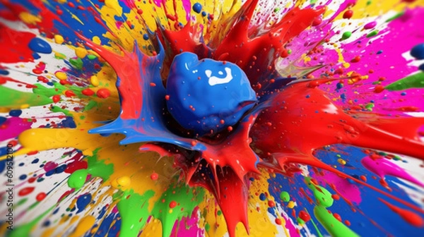 Fototapeta A playful and colorful paint-splatter background. Generative IA