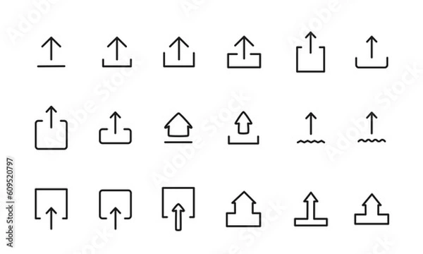 Obraz アップロードを意味する矢印のイラストセット/転送/送信/ボタン/ベクター/アイコン/マーク/要素
