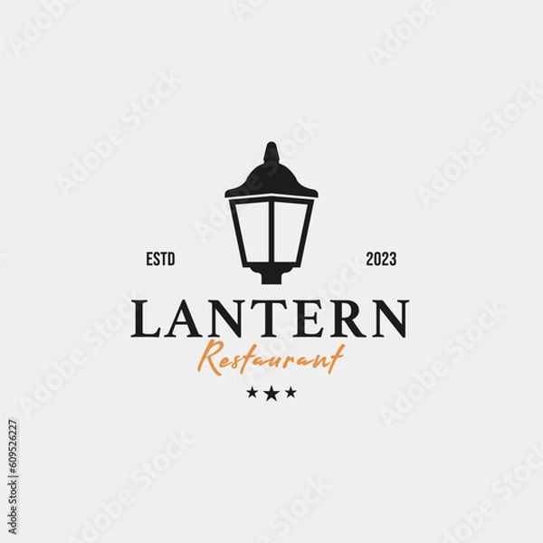 Fototapeta Creative lantern post lamp restaurant vintage logo design vector concept illustration idea