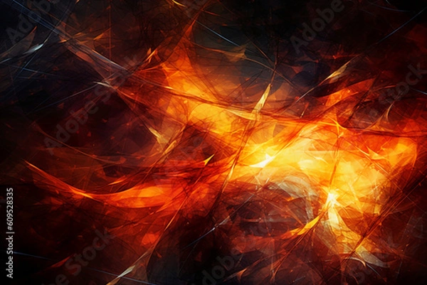 Fototapeta Technology and flames abstract graphical. AI generative