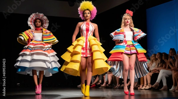 Fototapeta Playful and eccentric fashion show display. Generative IA