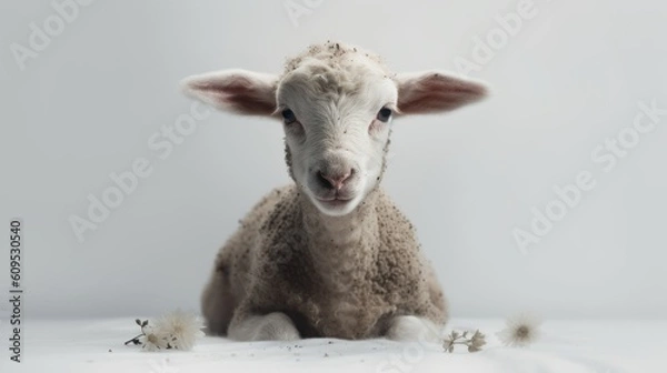 Obraz The lamb on a white solid background