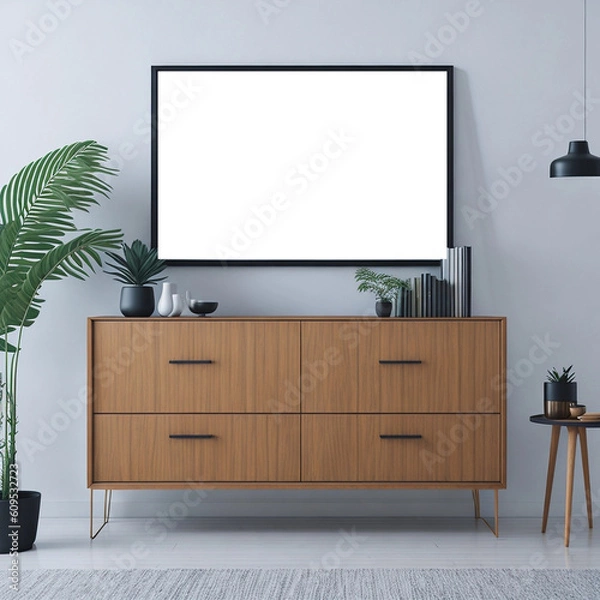 Fototapeta Interior design minimalist with frame mock up by Ai, Artificial Intelligence