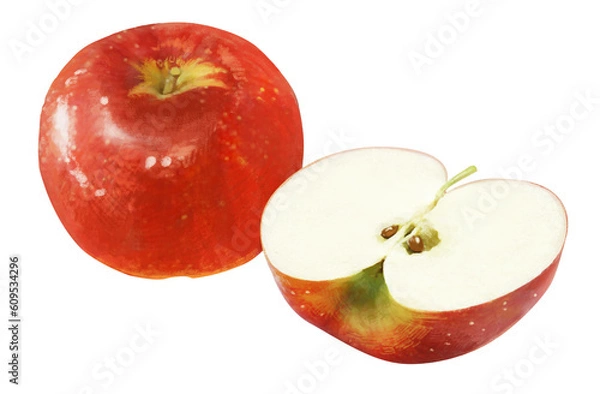 Obraz リアルなタッチのリンゴのイラスト