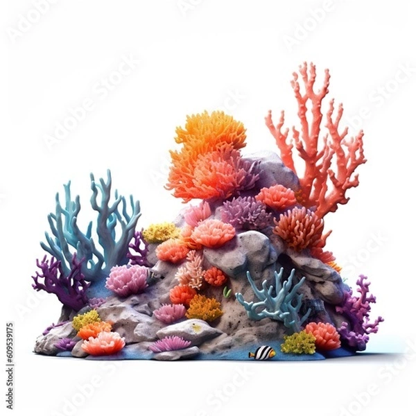 Obraz coral reef isolated on white background, generative AI
